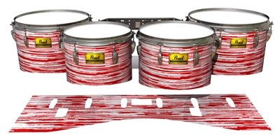 Pearl Championship Maple Tenor Drum Slips (Old) - Chaos Brush Strokes Red and White (Red)