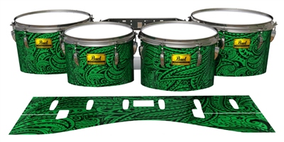 Pearl Championship Maple Tenor Drum Slips (Old) - Dark Green Paisley (Themed)