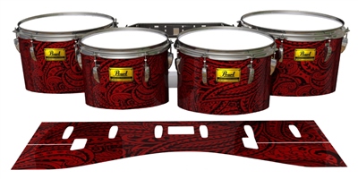 Pearl Championship Maple Tenor Drum Slips (Old) - Deep Red Paisley (Themed)