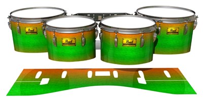 Pearl Championship Maple Tenor Drum Slips (Old) - Green Prairie Fade (Green) (Orange)