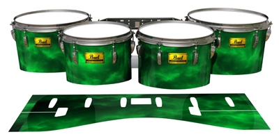 Pearl Championship Maple Tenor Drum Slips (Old) - Green Smokey Clouds (Themed)