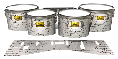 Pearl Championship Maple Tenor Drum Slips (Old) - Illegible Script on White (Themed)