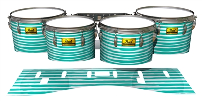 Pearl Championship Maple Tenor Drum Slips (Old) - Lateral Brush Strokes Aqua and White (Green) (Blue)