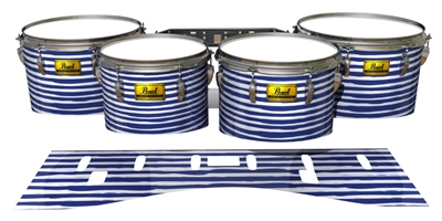 Pearl Championship Maple Tenor Drum Slips (Old) - Lateral Brush Strokes Navy Blue and White (Blue)