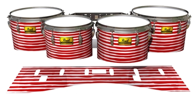 Pearl Championship Maple Tenor Drum Slips (Old) - Lateral Brush Strokes Red and White (Red)