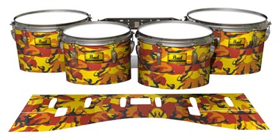 Pearl Championship Maple Tenor Drum Slips (Old) - November Fall Traditional Camouflage (Red) (Yellow)