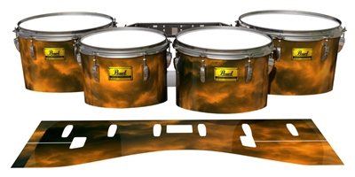Pearl Championship Maple Tenor Drum Slips (Old) - Orange Smokey Clouds (Themed)