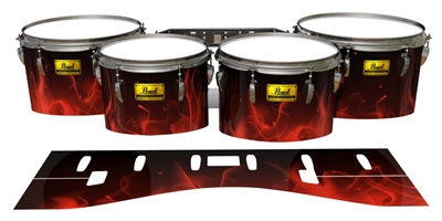 Pearl Championship Maple Tenor Drum Slips (Old) - Red Flames (Themed)