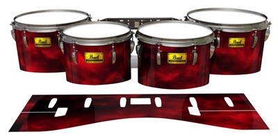 Pearl Championship Maple Tenor Drum Slips (Old) - Red Smokey Clouds (Themed)