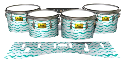 Pearl Championship Maple Tenor Drum Slips (Old) - Wave Brush Strokes Aqua and White (Blue) (Green)