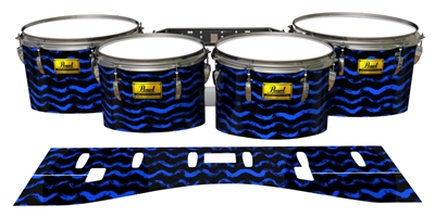 Pearl Championship Maple Tenor Drum Slips (Old) - Wave Brush Strokes Blue and Black (Blue)