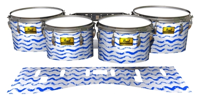 Pearl Championship Maple Tenor Drum Slips (Old) - Wave Brush Strokes Blue and White (Blue)