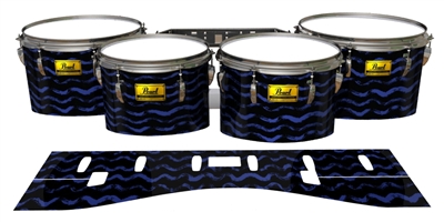 Pearl Championship Maple Tenor Drum Slips (Old) - Wave Brush Strokes Navy Blue and Black (Blue)