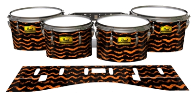 Pearl Championship Maple Tenor Drum Slips (Old) - Wave Brush Strokes Orange and Black (Orange)