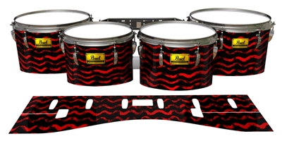 Pearl Championship Maple Tenor Drum Slips (Old) - Wave Brush Strokes Red and Black (Red)