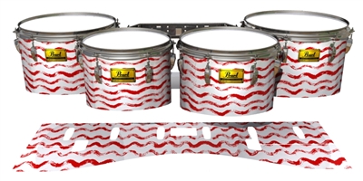 Pearl Championship Maple Tenor Drum Slips (Old) - Wave Brush Strokes Red and White (Red)
