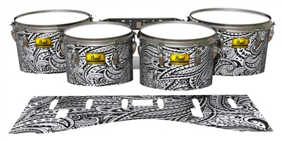 Pearl Championship Maple Tenor Drum Slips (Old) - White Paisley (Themed)