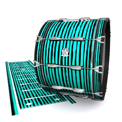 System Blue Professional Series Bass Drum Slip - Lateral Brush Strokes Aqua and Black (Green) (Blue)