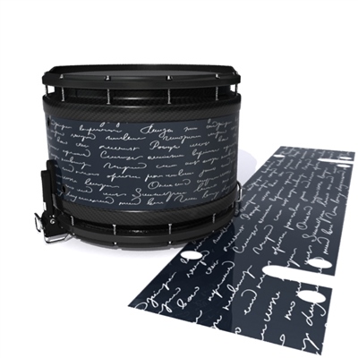 System Blue Professional Series Snare Drum Slip - Illegible Script on Black (Themed)