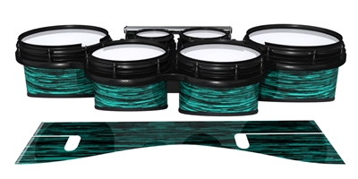 System Blue Professional Series Tenor Drum Slips - Chaos Brush Strokes Aqua and Black (Green) (Blue)