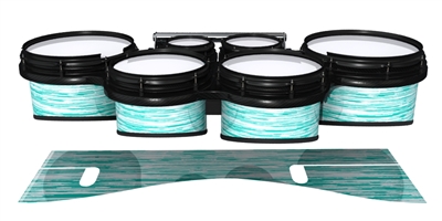 System Blue Professional Series Tenor Drum Slips - Chaos Brush Strokes Aqua and White (Green) (Blue)