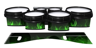 System Blue Professional Series Tenor Drum Slips - Green Flames (Themed)