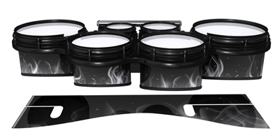 System Blue Professional Series Tenor Drum Slips - Grey Flames (Themed)