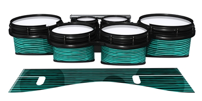 System Blue Professional Series Tenor Drum Slips - Lateral Brush Strokes Aqua and Black (Green) (Blue)