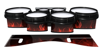 System Blue Professional Series Tenor Drum Slips - Red Flames (Themed)