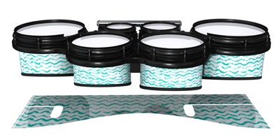 System Blue Professional Series Tenor Drum Slips - Wave Brush Strokes Aqua and White (Green) (Blue)