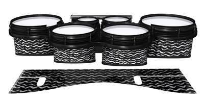 System Blue Professional Series Tenor Drum Slips - Wave Brush Strokes Black and White (Neutral)