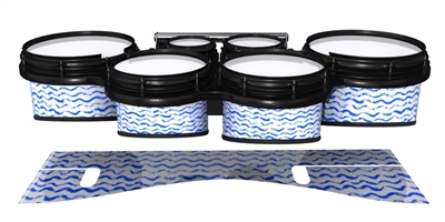 System Blue Professional Series Tenor Drum Slips - Wave Brush Strokes Blue and White (Blue)