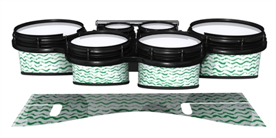 System Blue Professional Series Tenor Drum Slips - Wave Brush Strokes Green and White (Green)