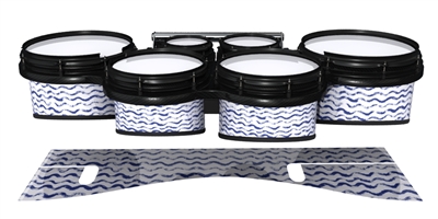 System Blue Professional Series Tenor Drum Slips - Wave Brush Strokes Navy Blue and White (Blue)