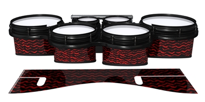 System Blue Professional Series Tenor Drum Slips - Wave Brush Strokes Red and Black (Red)