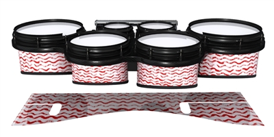 System Blue Professional Series Tenor Drum Slips - Wave Brush Strokes Red and White (Red)