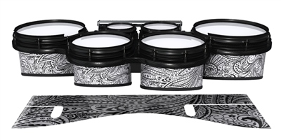 System Blue Professional Series Tenor Drum Slips - White Paisley (Themed)