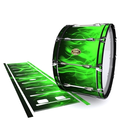 Tama Marching Bass Drum Slip - Green Flames (Themed)