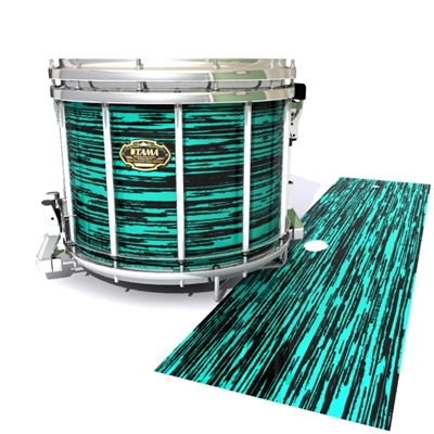 Tama Marching Snare Drum Slip - Chaos Brush Strokes Aqua and Black (Green) (Blue)