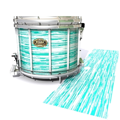 Tama Marching Snare Drum Slip - Chaos Brush Strokes Aqua and White (Green) (Blue)