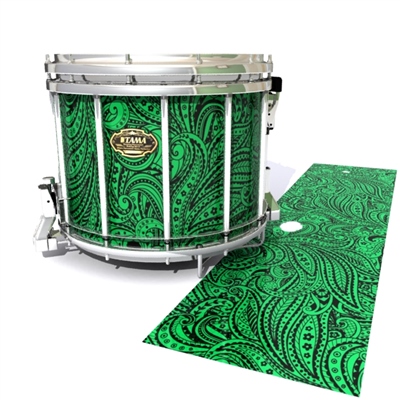 Tama Marching Snare Drum Slip - Dark Green Paisley (Themed)