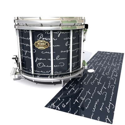 Tama Marching Snare Drum Slip - Illegible Script on Black (Themed)