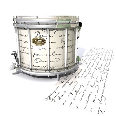 Tama Marching Snare Drum Slip - Illegible Script on White (Themed)