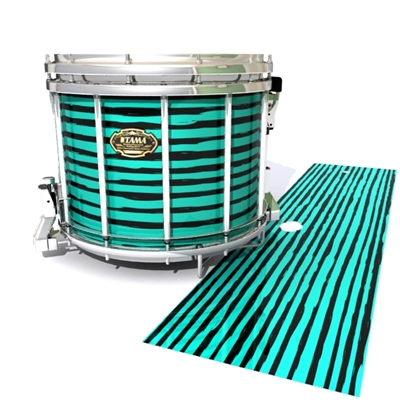 Tama Marching Snare Drum Slip - Lateral Brush Strokes Aqua and Black (Green) (Blue)