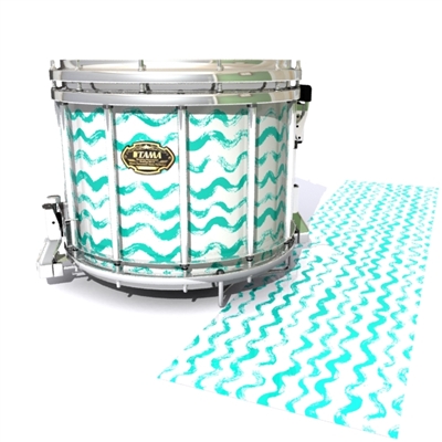 Tama Marching Snare Drum Slip - Wave Brush Strokes Aqua and White (Green) (Blue)
