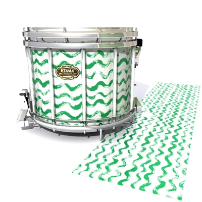 Tama Marching Snare Drum Slip - Wave Brush Strokes Green and White (Green)