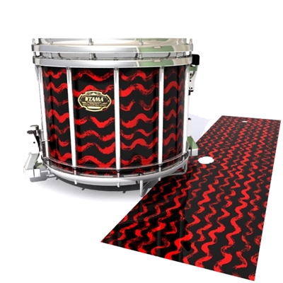 Tama Marching Snare Drum Slip - Wave Brush Strokes Red and Black (Red)