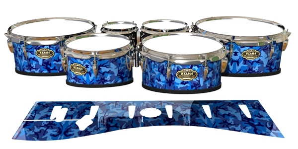 Tama Marching Tenor Drum Slips - Blue Wing Traditional Camouflage (Blue)