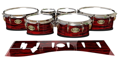 Tama Marching Tenor Drum Slips - Chaos Brush Strokes Red and Black (Red)