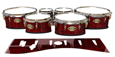 Tama Marching Tenor Drum Slips - Deep Red Paisley (Themed)